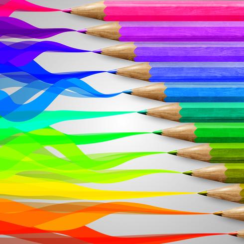 Crayons colorés en bois réalistes, vector