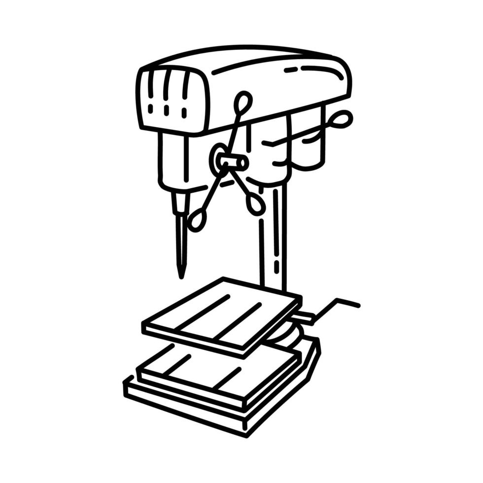 icône de perceuse industrielle. doodle dessiné à la main vecteur