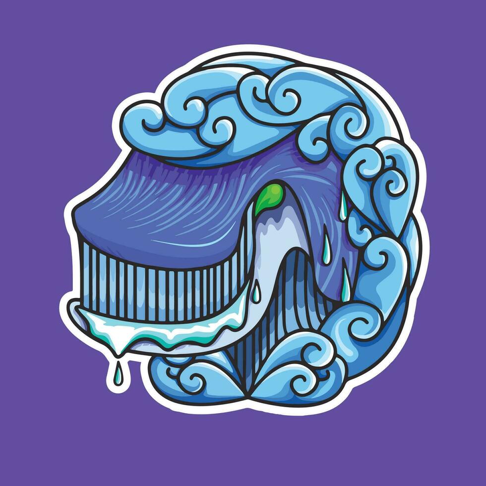 mascotte logo autocollant bleu baleine art illustration vecteur