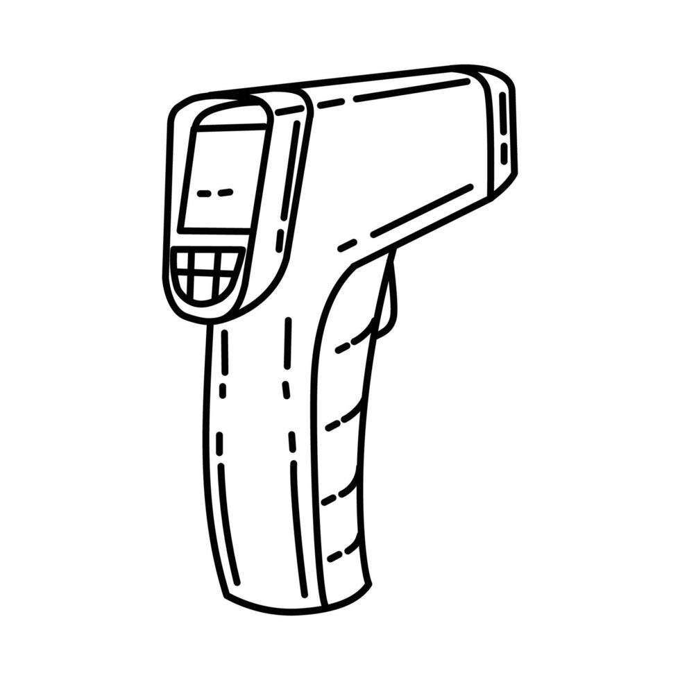 icône de thermomètre laser. doodle dessinés à la main ou style d'icône de contour vecteur