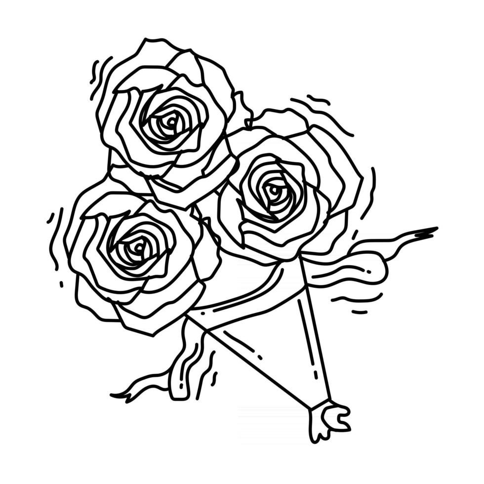 icône de bouquet de jardinage. jeu d'icônes dessinées à la main, contour noir, vecteur