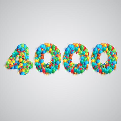 Nombre de ballons colorés, vecteur