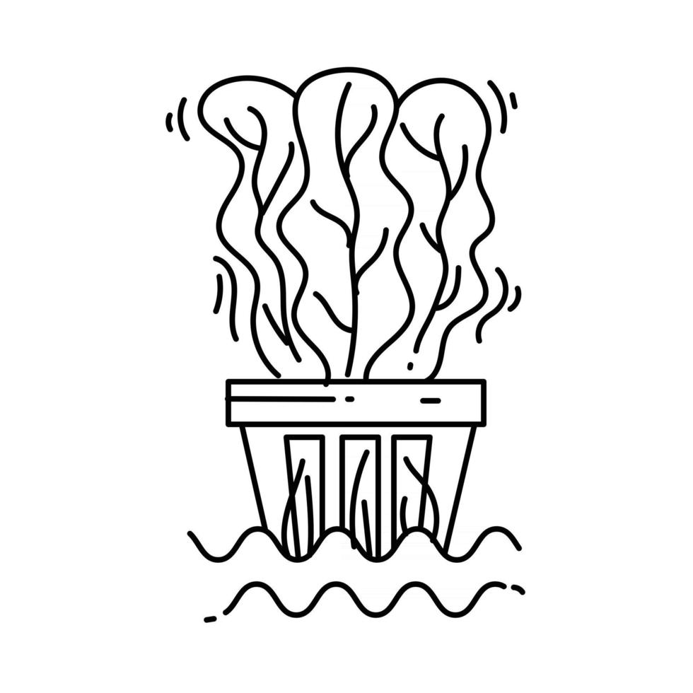 icône hydroponique de jardinage. icône dessinée à la main, contour noir, vecteur