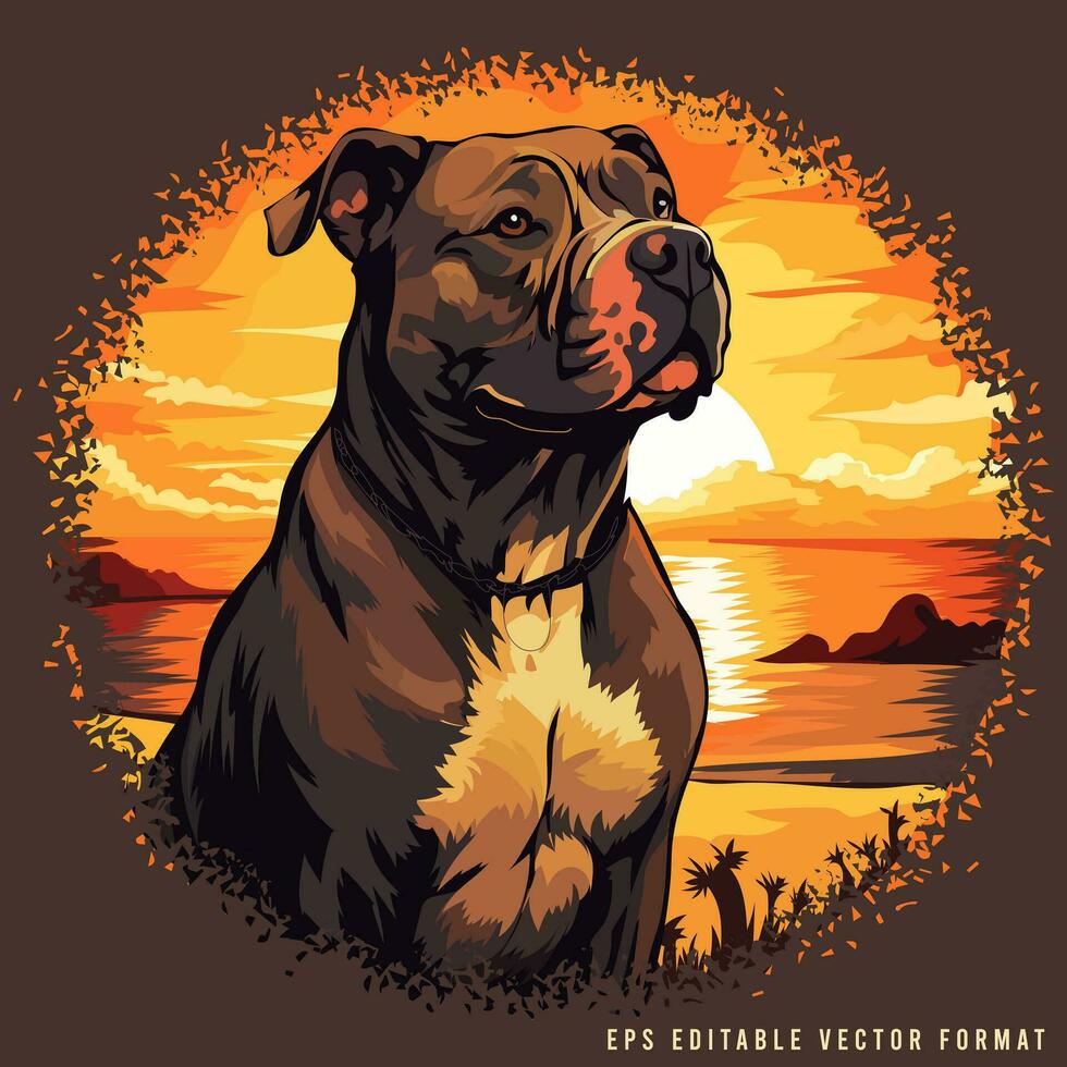 fosse taureau chien rétro T-shirt conception vecteur illustration