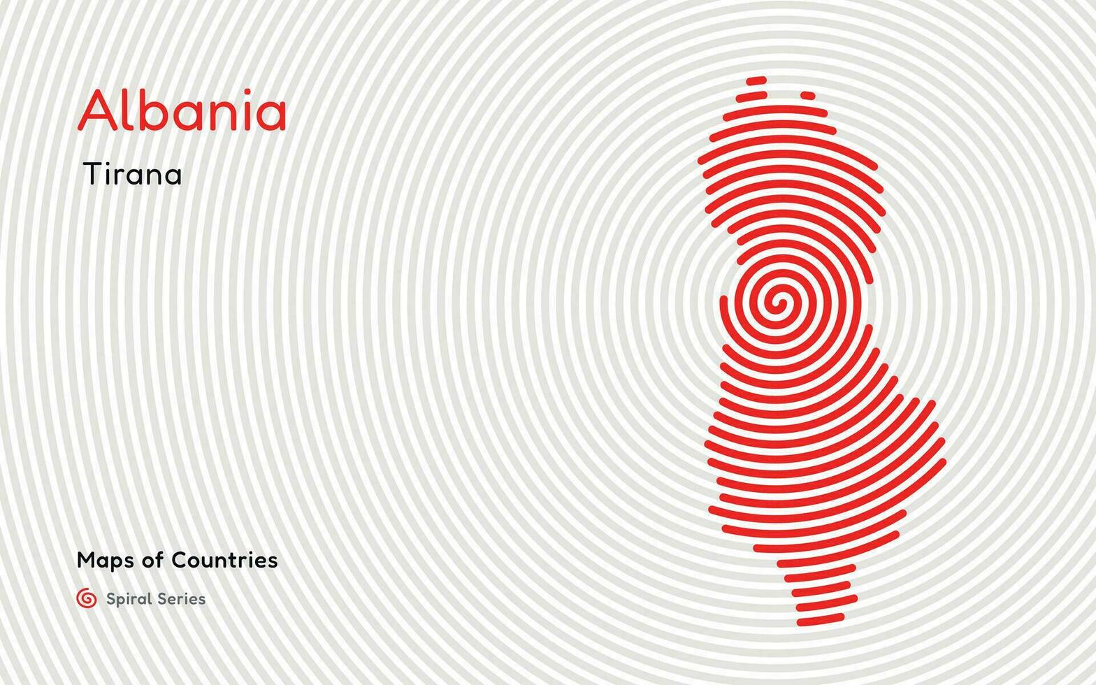 Créatif carte de Albanie. politique carte. tirana capital. monde des pays vecteur Plans série. spirale empreinte digitale séries