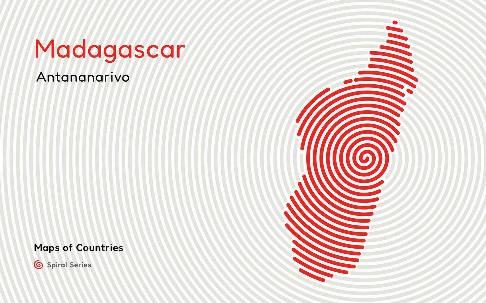 abstrait carte de Madagascar avec spirale lignes vecteur
