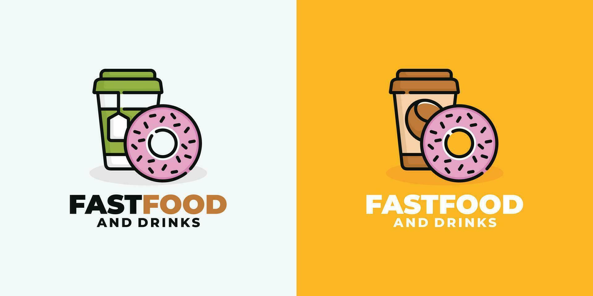 Donut et boisson vite nourriture logo conception vecteur