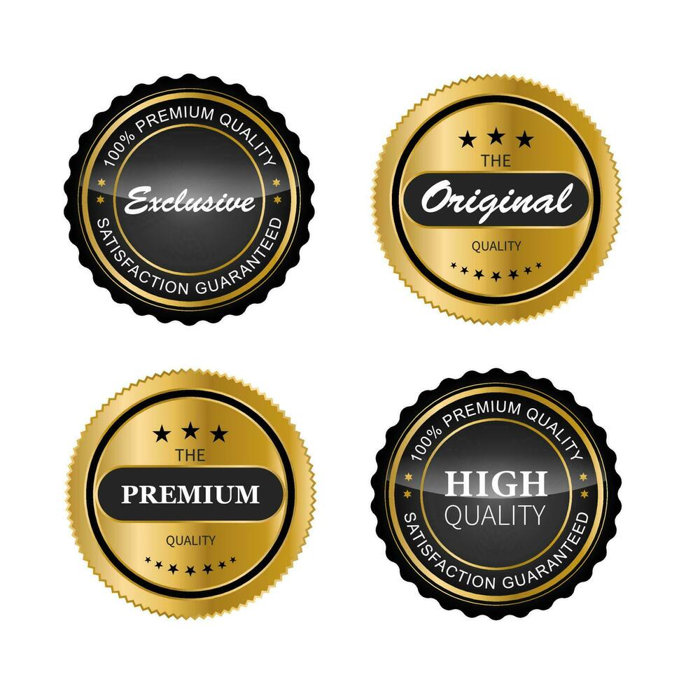 badges et étiquettes de luxe en or produit de qualité supérieure. illustration vectorielle vecteur