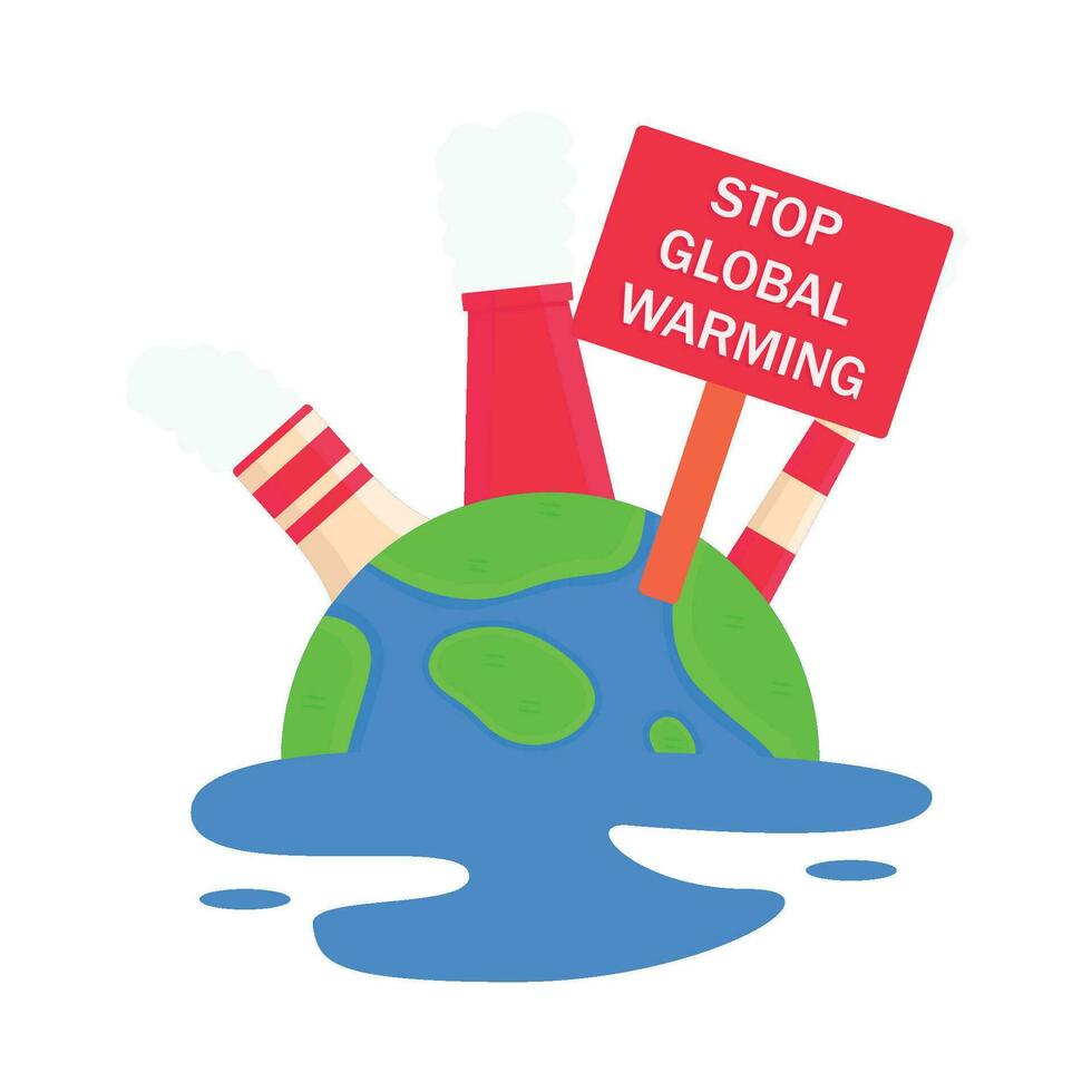 Arrêtez global échauffement. la pollution de le planète. vecteur illustration