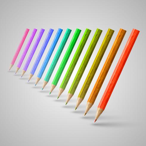 Crayons colorés en bois réalistes, vector