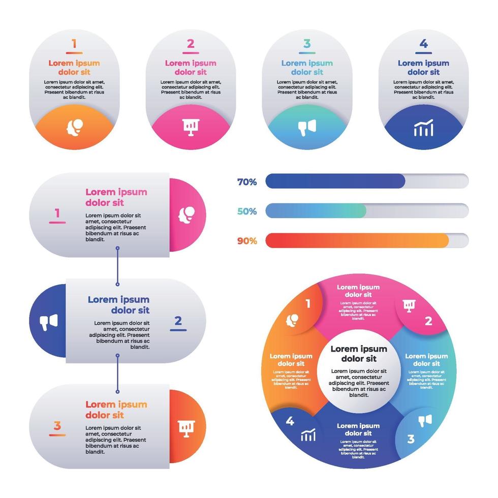 éléments infographiques dégradés colorés vecteur