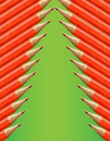 Sapin de Noël fait avec des crayons rouges, vector