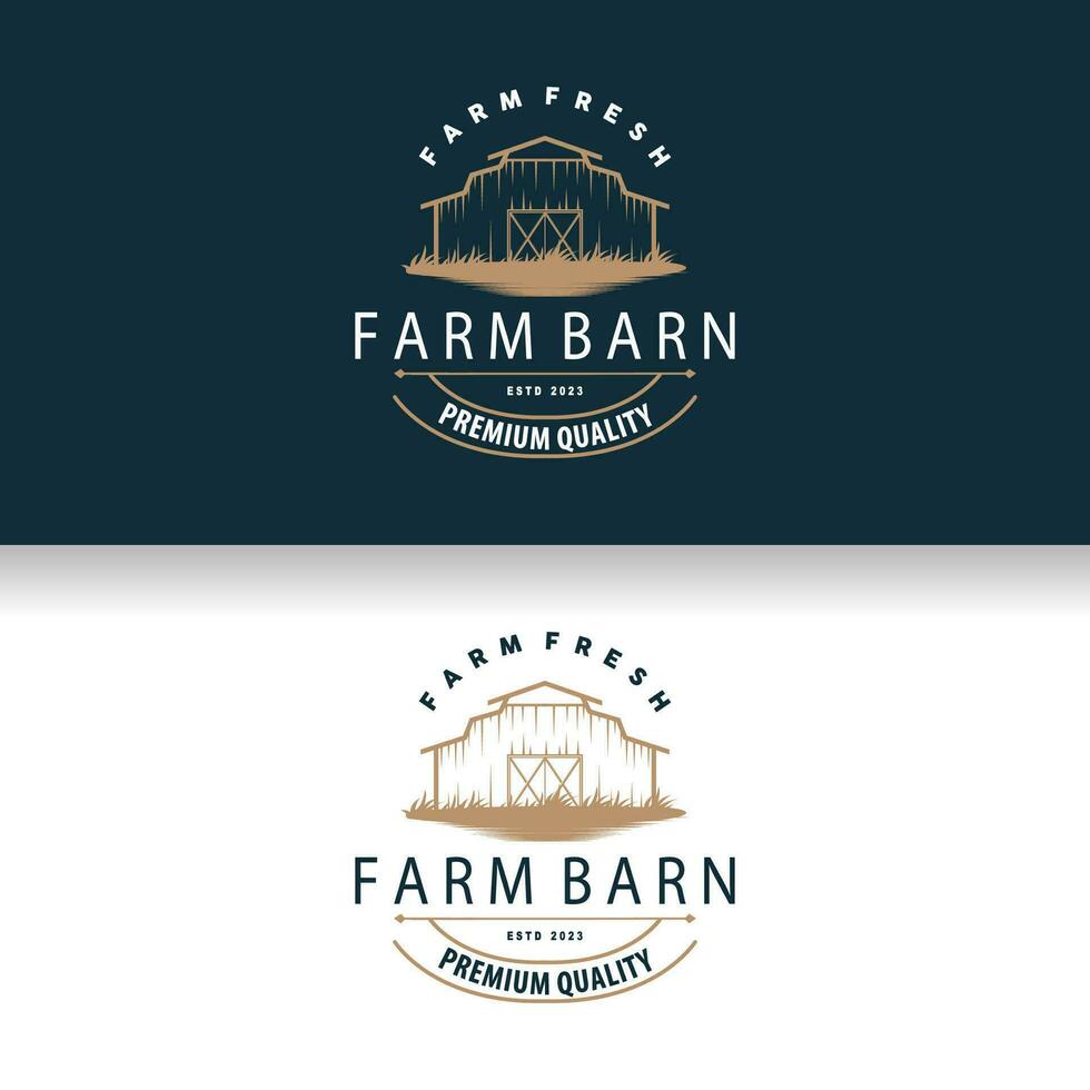 agriculture ferme Grange logo, Facile rétro style ancien bâtiment modèle illustration conception vecteur