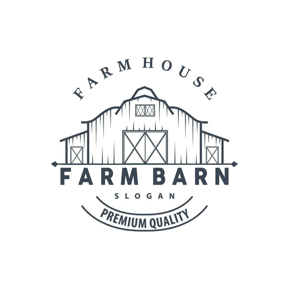 agriculture ferme Grange logo, Facile rétro style ancien bâtiment modèle illustration conception vecteur