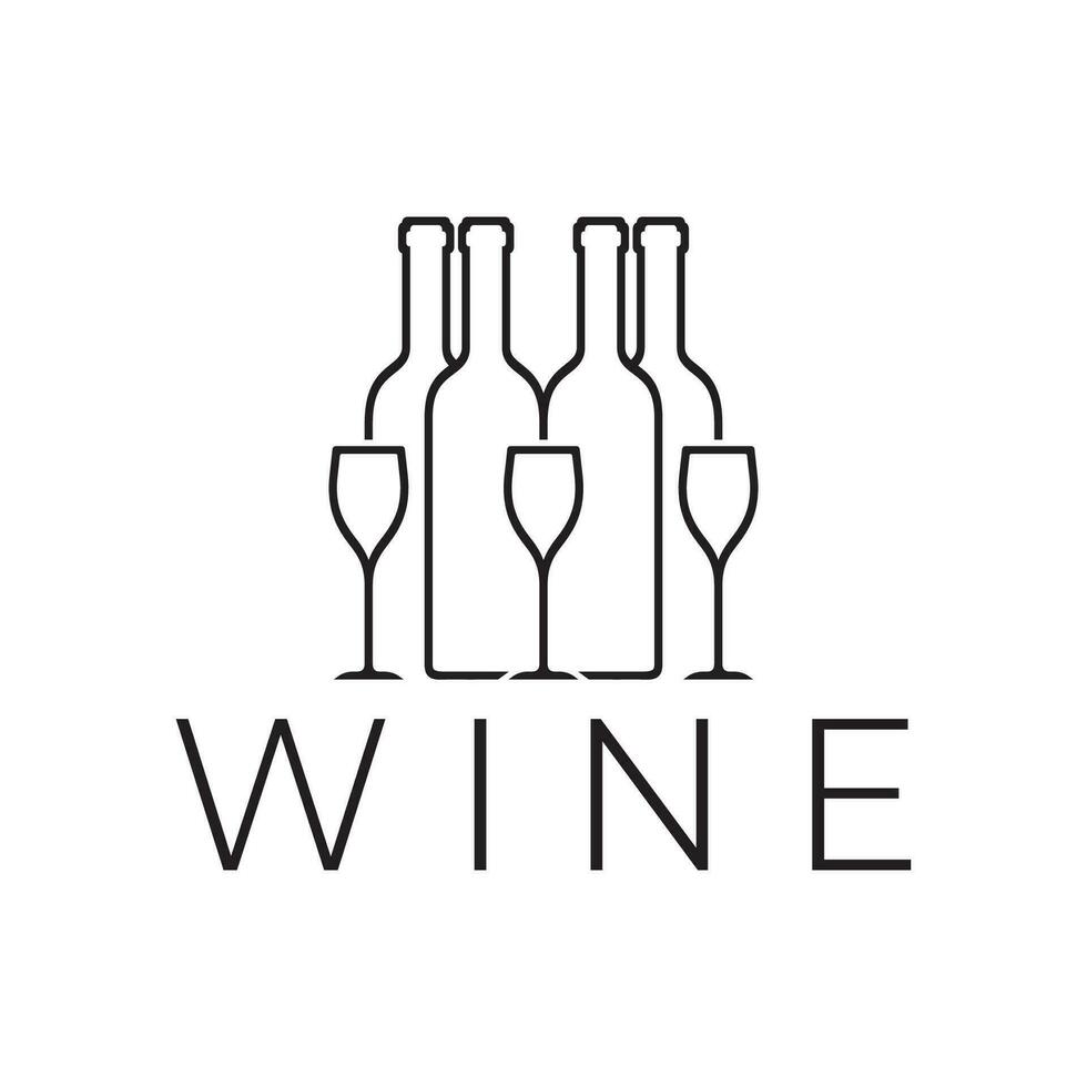 du vin logo avec du vin des lunettes et bouteilles.pour nuit clubs, bars, cafés et du vin magasins. vecteur