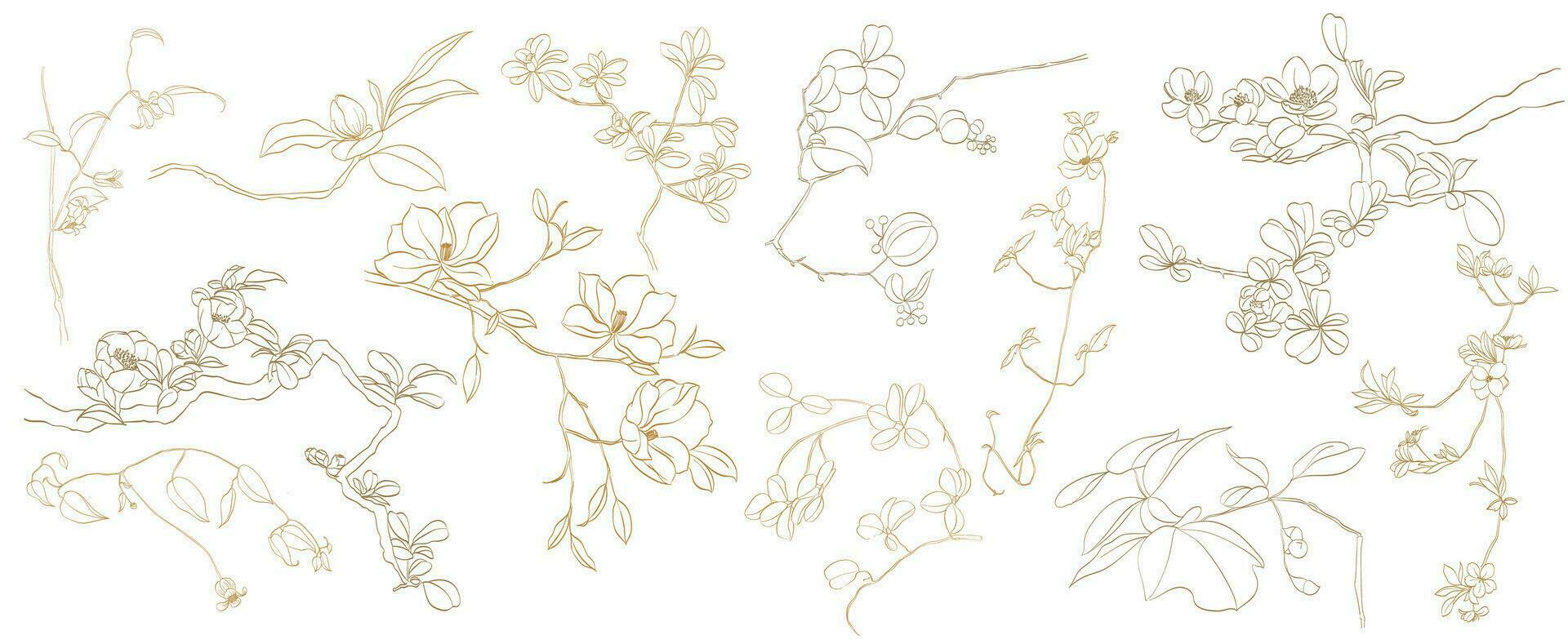 floral branche. main tiré ligne mariage herbe, plante et monogramme avec élégant feuilles pour invitation enregistrer le Date carte conception. botanique rustique branché verdure vecteur. fleur vecteur