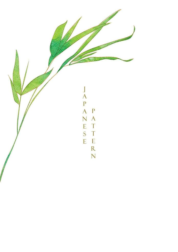 Japonais Contexte avec aquarelle texture vecteur. bambou et chinois décorations dans ancien style. art Naturel bannière conception. branche avec feuilles. vecteur