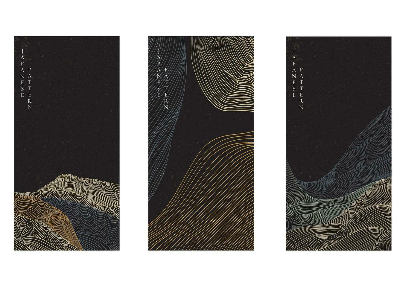 Japonais Contexte avec main tiré ligne vague modèle vecteur. abstrait art bannière avec géométrique modèle. Montagne forêt modèle conception dans Oriental style. vecteur