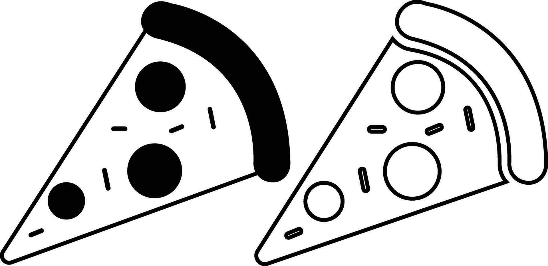 Pizza pièce plat ligne noir Icônes ensemble. vecteur mince signe de italien vite nourriture café logo. pizzeria pouvez être utilisé pour numérique produit, présentation, impression conception et plus