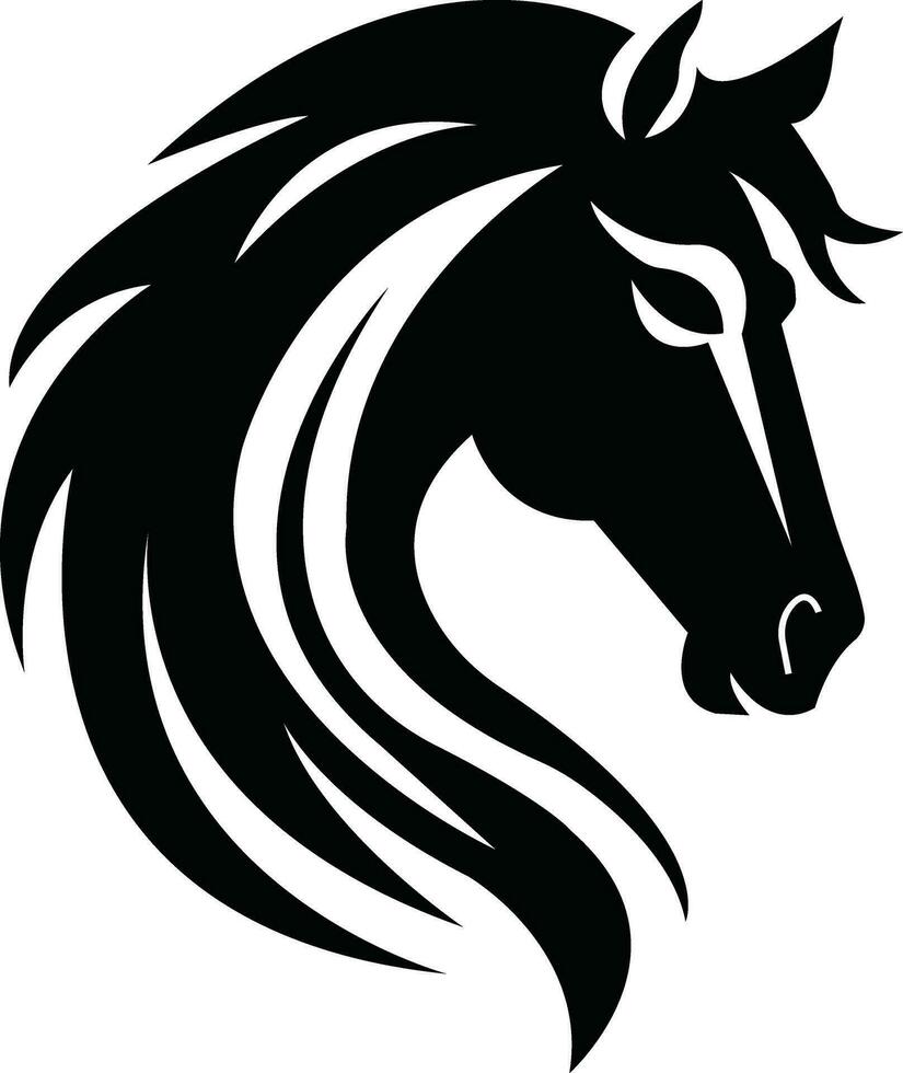 cheval tête icône animal signe. noir plat vecteur silhouette tête cheval, sauvage étalon . symbole pour utilisation sur la toile et mobile applications, logo, impression médias