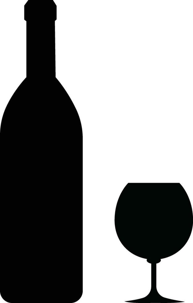 de l'alcool bouteille et verre plat Icônes. noir rempli vecteur silhouette avec vin, Cognac, Champagne, bière. de l'alcool collection éléments monochrome .