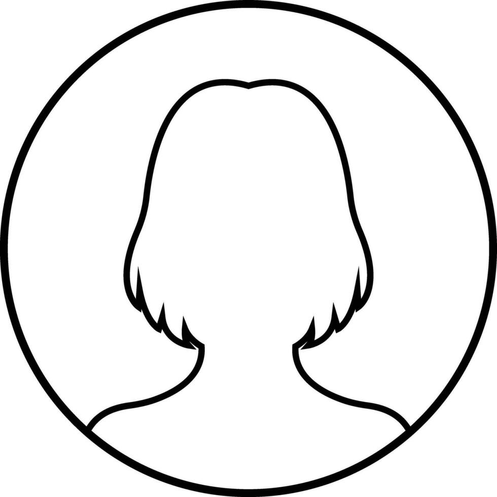 affaires avatar profil noir contour icône. femme de utilisateur ligne vecteur symbole dans branché linéaire style isolé sur femelle profil gens diverse visage pour social réseau ou la toile.