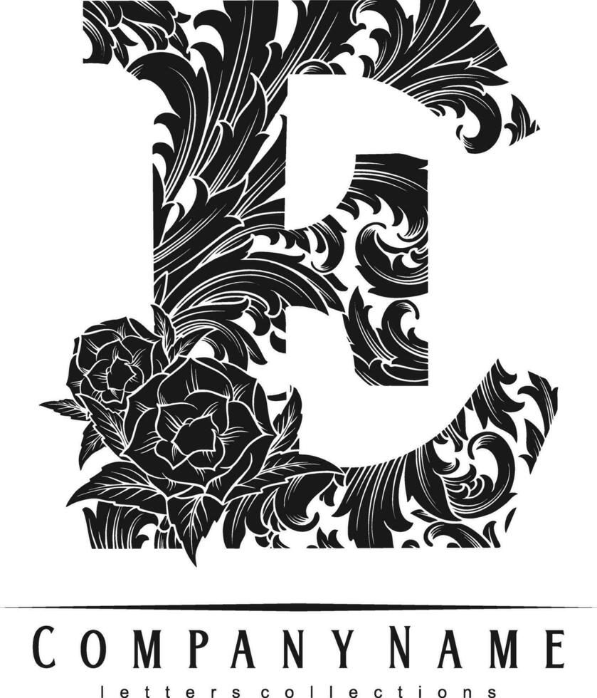 intemporel beauté lettre e monogramme ancien fleurir contour vecteur des illustrations pour votre travail logo, marchandise T-shirt, autocollants et étiquette conceptions, affiche, salutation cartes La publicité affaires