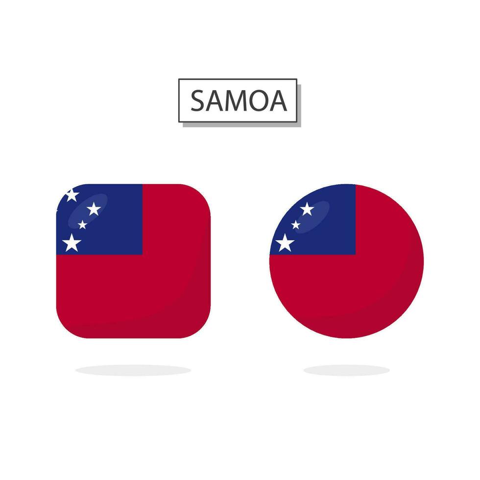 drapeau de samoa 2 formes icône 3d dessin animé style. vecteur