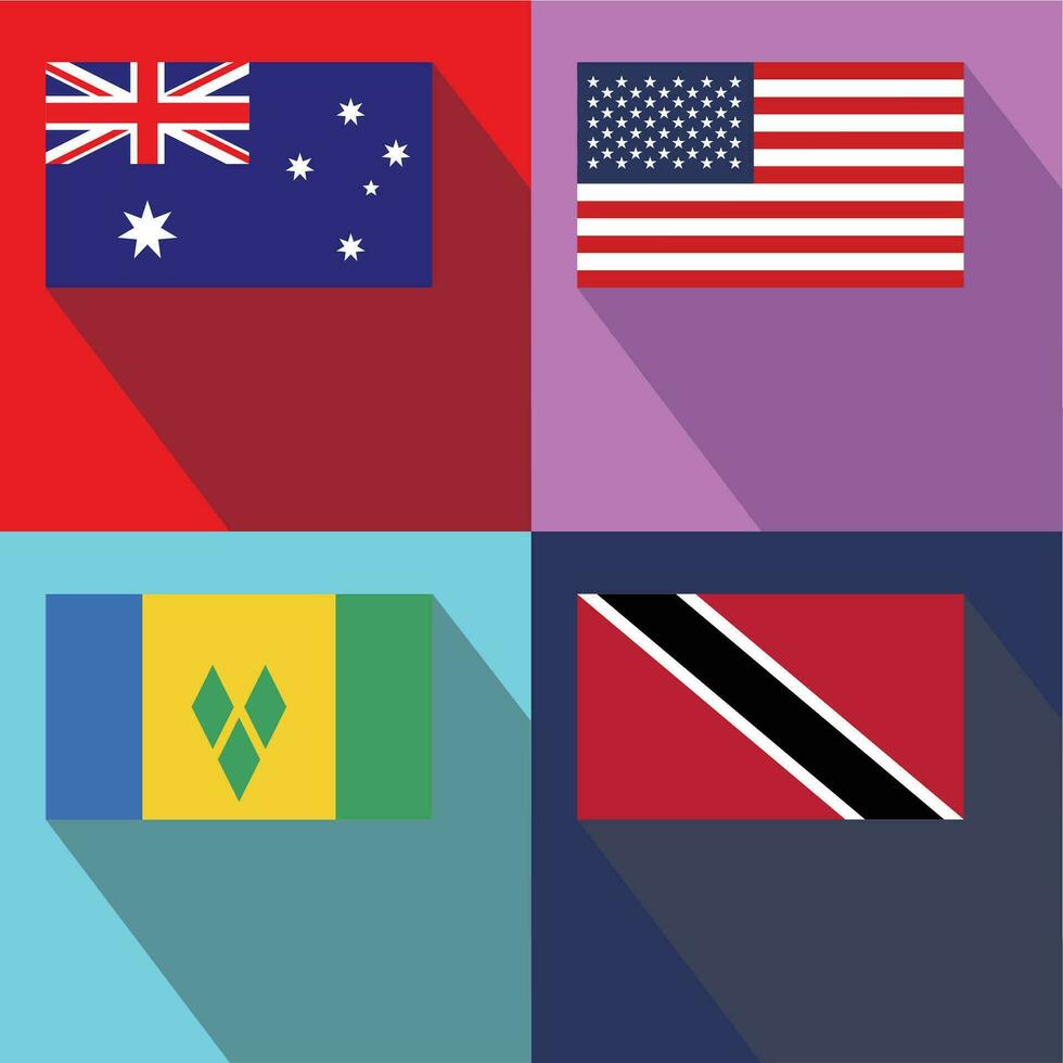 Trinidad et tabac, Saint Vincent, Australie, Etats-Unis drapeaux vecteur