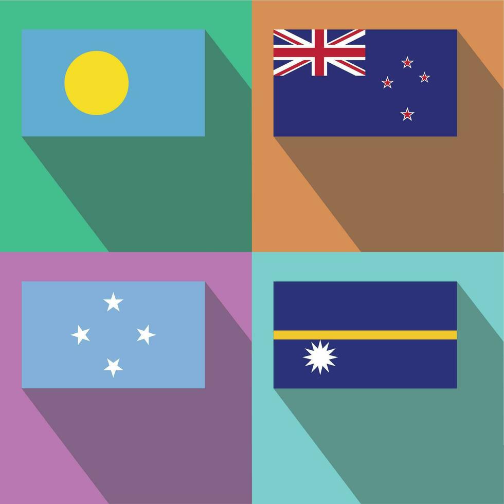 nauru, micronésie, Nouveau la zélande, Palau drapeaux vecteur