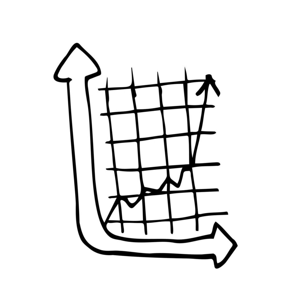 affaires diagramme vecteur icône. Facile noir contour illustration. statistiques et analytique griffonnage. infographie esquisser élément. financier schème de croissance