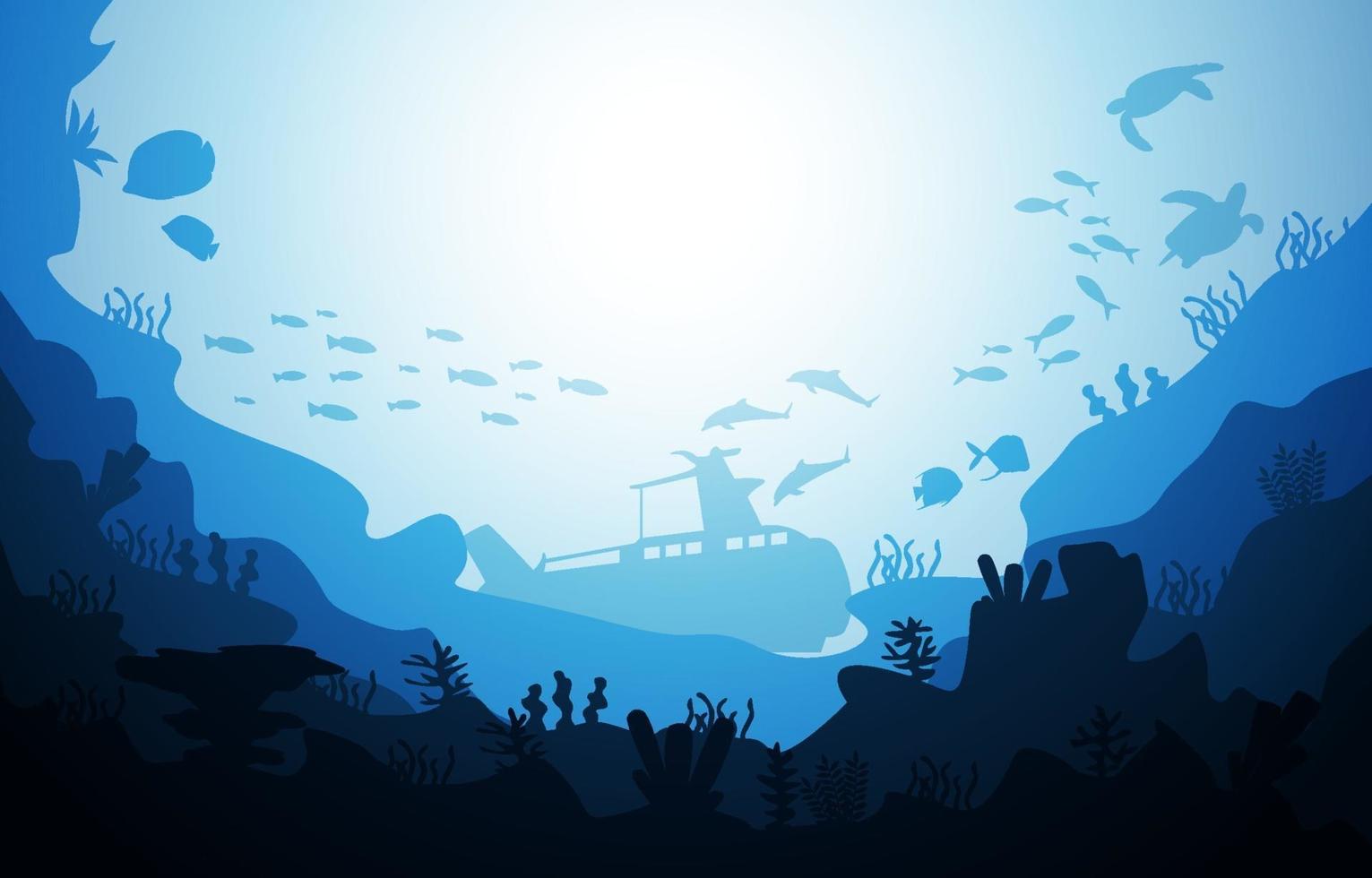 sous-marin navire faune mer animaux océan sous-marin aquatique vecteur