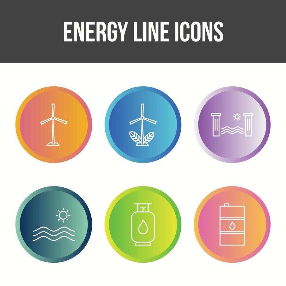 beau jeu d'icônes vectorielles d'énergie unique vecteur