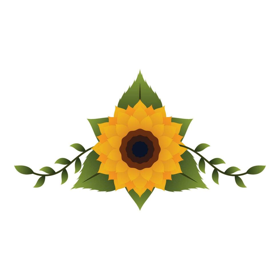 main tiré de tournesol frontière clipart vecteur illustration.