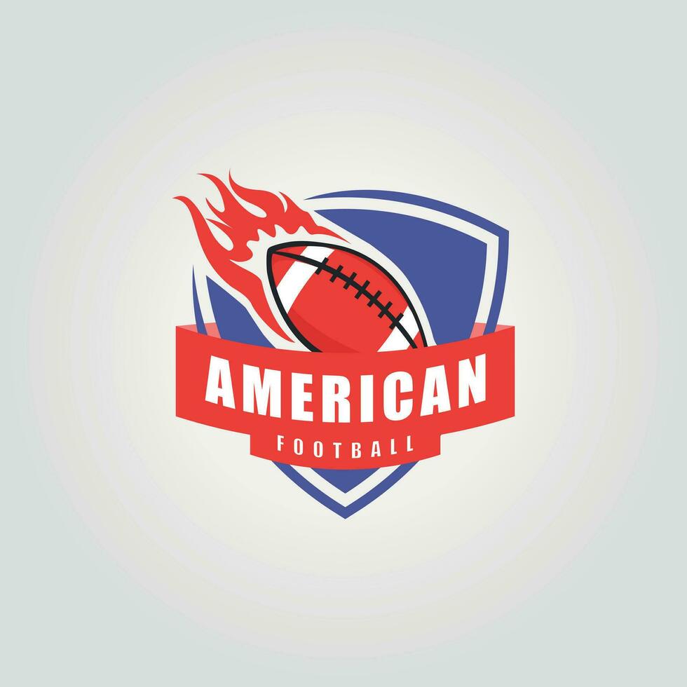 le rugby Balle logo emblème avec feu, américain Football icône illustration conception vecteur