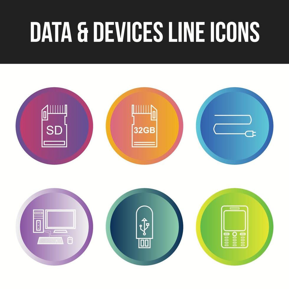 ensemble d'icônes vectorielles de données et de périphériques uniques vecteur