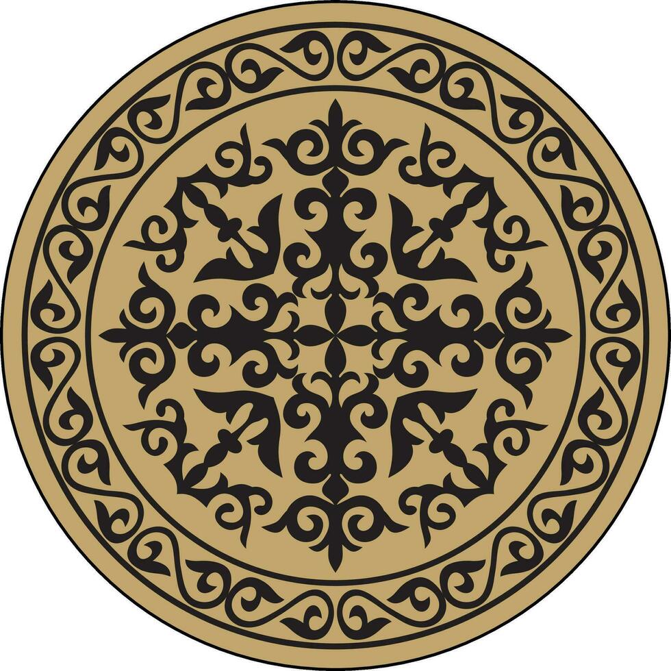 vecteur kazakh rond ornement. cercle avec ornement dessin de le génial steppe. motifs de le turc peuples, Sibérie et Mongolie