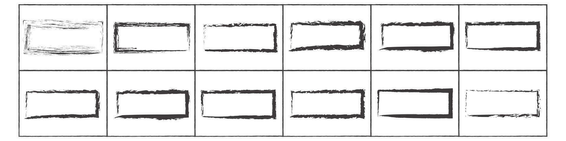 grunge carré et rectangle cadres. encre vide noir des boites ensemble. rectangle les frontières collectes. caoutchouc carré timbre imprimer. vecteur illustration isolé sur blanc Contexte.