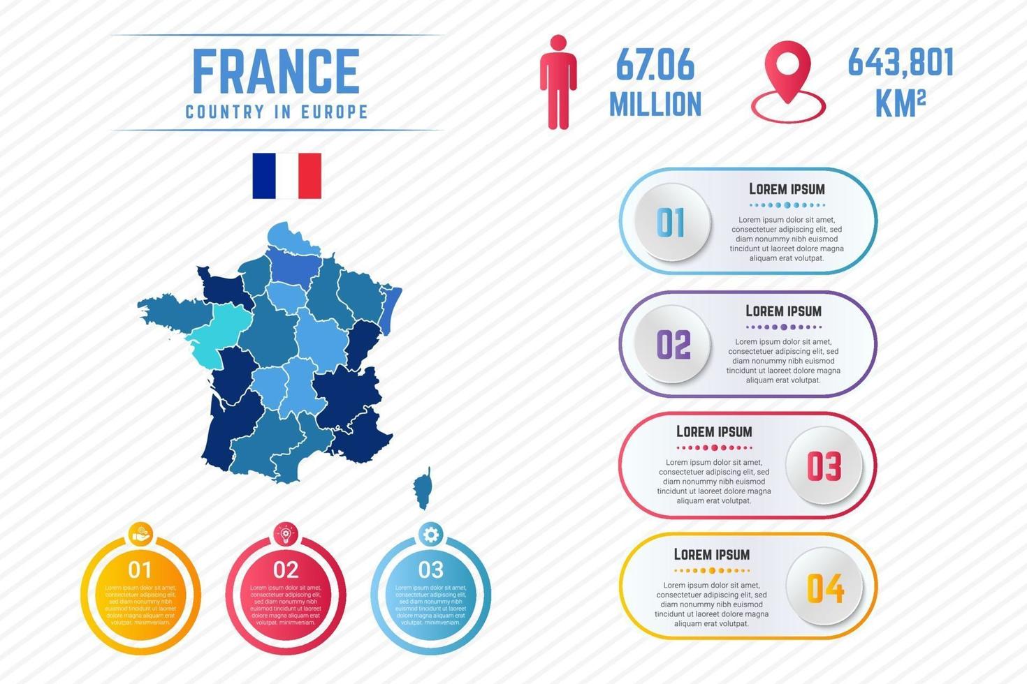 modèle d'infographie de carte de france colorée vecteur