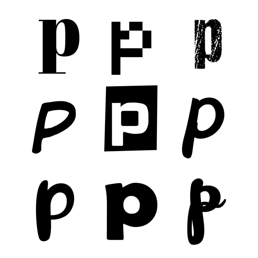 conception de l'alphabet petite lettre p vecteur