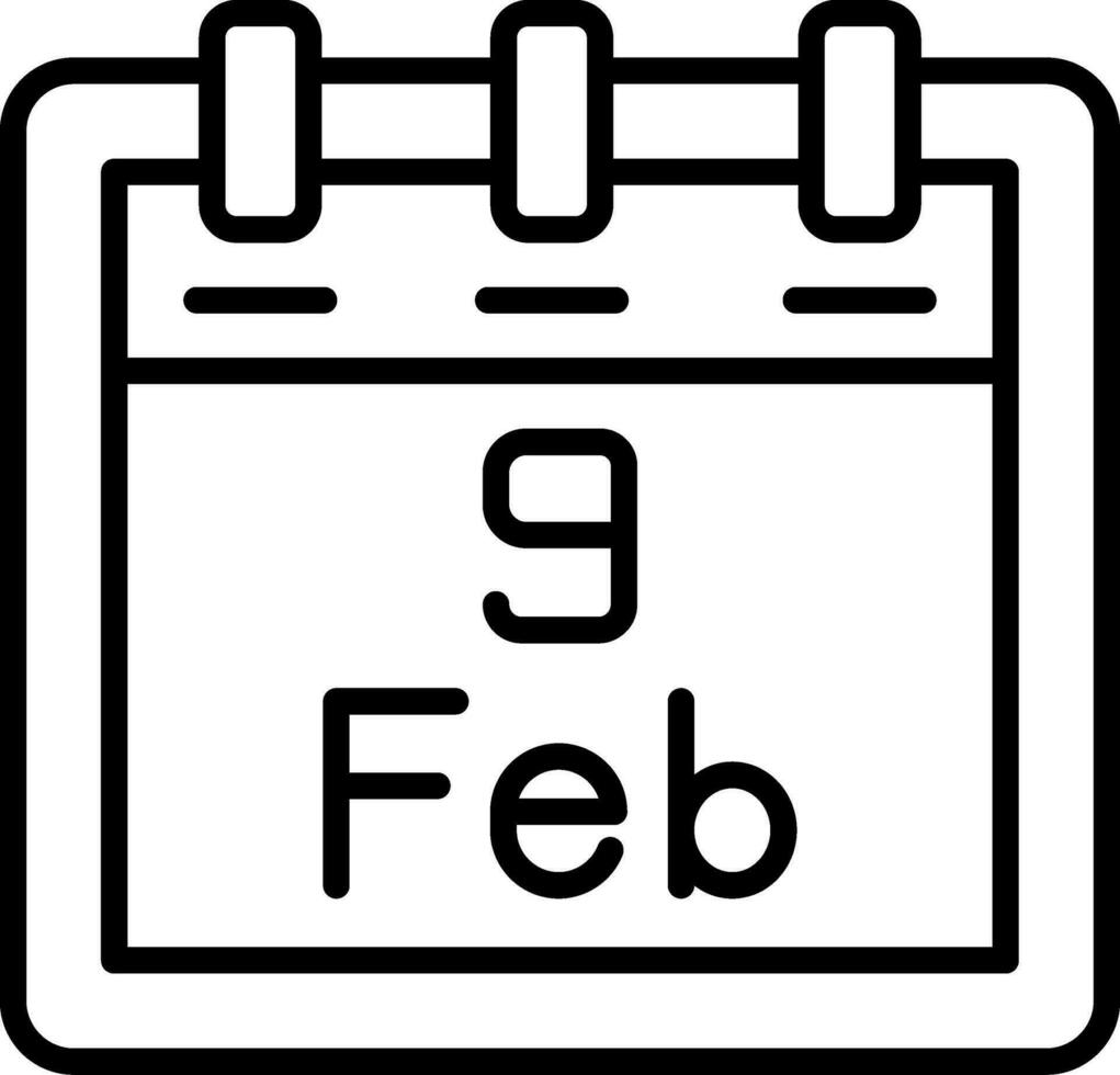 février 9 vecteur icône