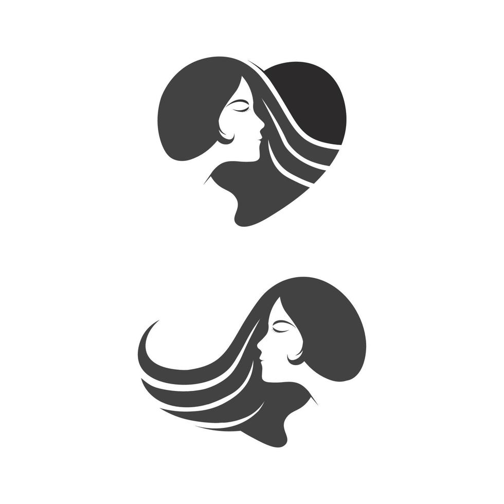 silhouette de visage de femme et création de logo de soins de beauté vecteur