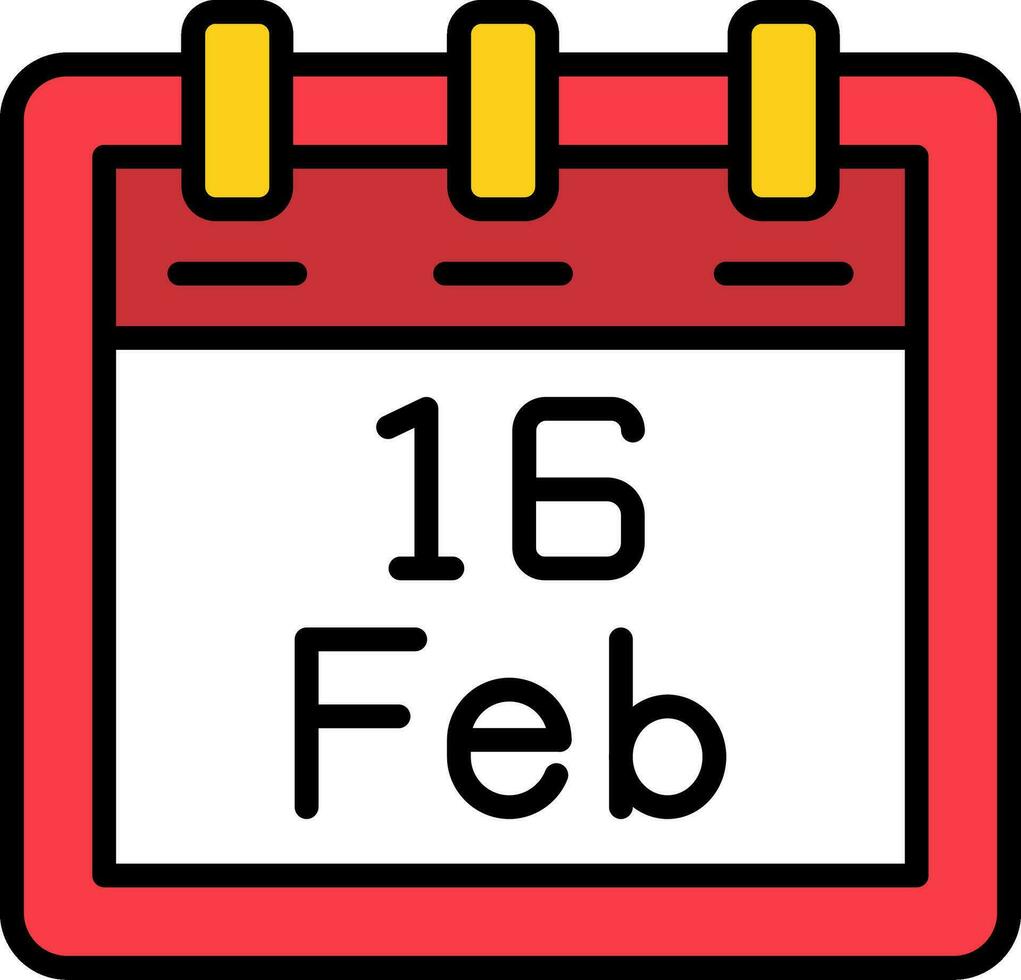 février 16 vecteur icône
