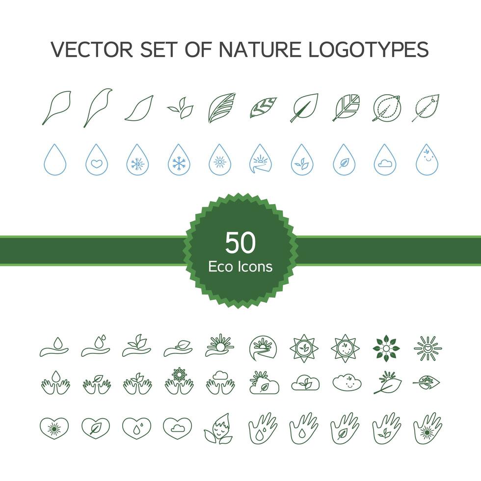 vecteur, ensemble, de, 50, écologie, icônes vecteur