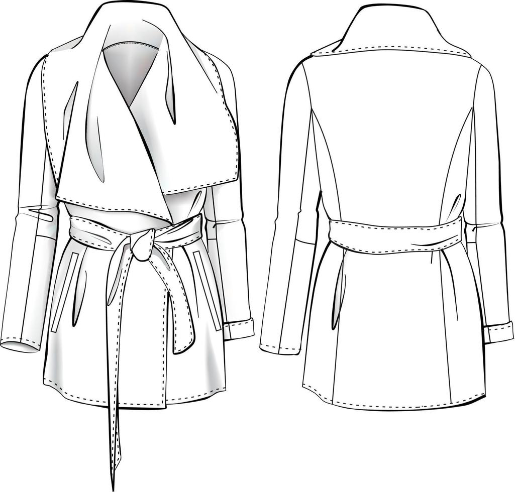 illustration technique de manteau de laine. croquis de mode plat outwear vecteur