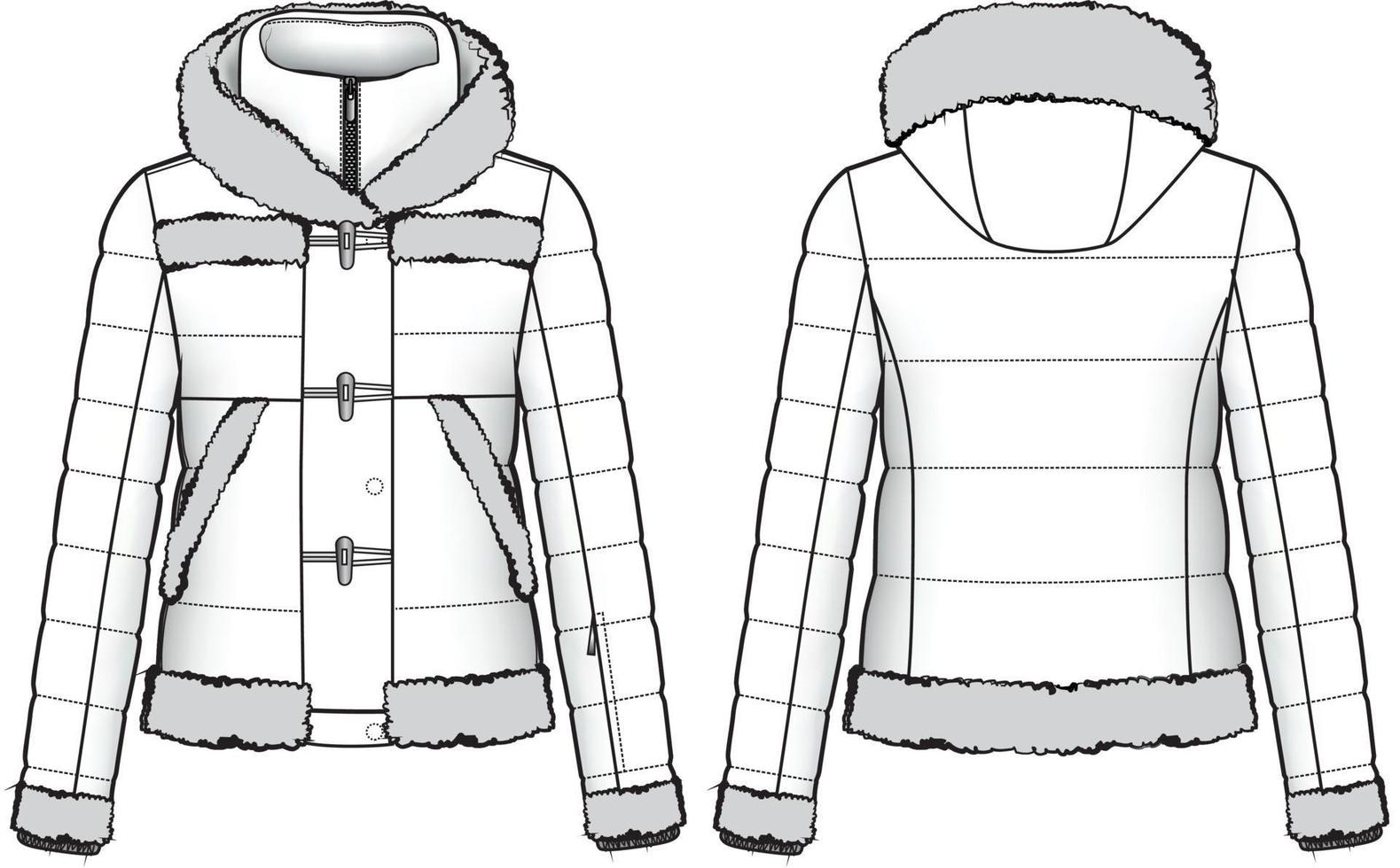 illustration de manteau de veste en daim de mode. croquis de mode plat outwear vecteur