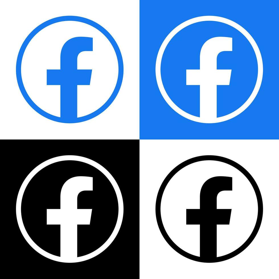 Facebook logo - vecteur ensemble collection - noir silhouette forme - original dernier bleu Couleur - isolé. F icône pour la toile page, mobile app ou imprimer.