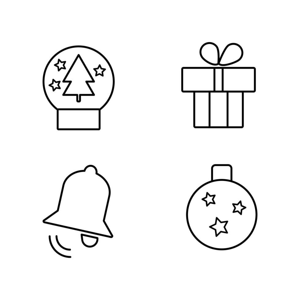 icônes de ligne de cadeau. icônes de noël et nouvel an vecteur