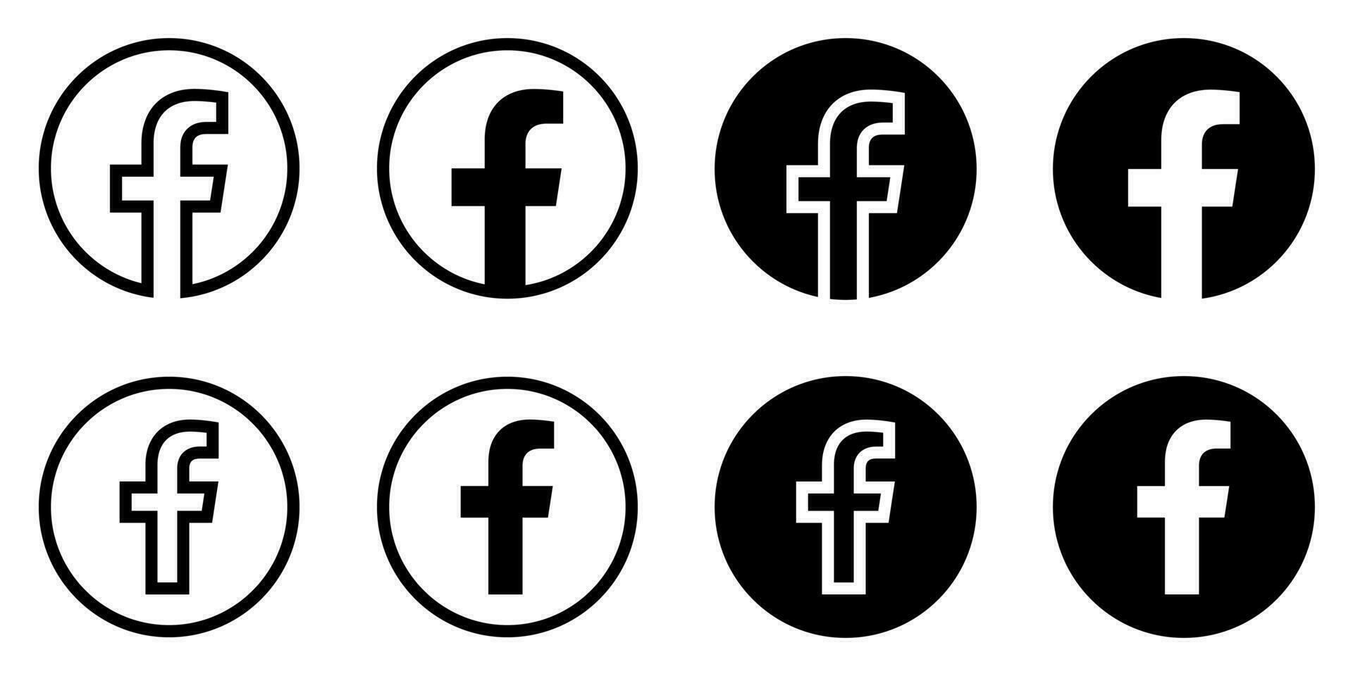 Facebook logo - vecteur ensemble collection - noir silhouette forme - isolé. F icône pour la toile page, mobile app ou impression matériaux.