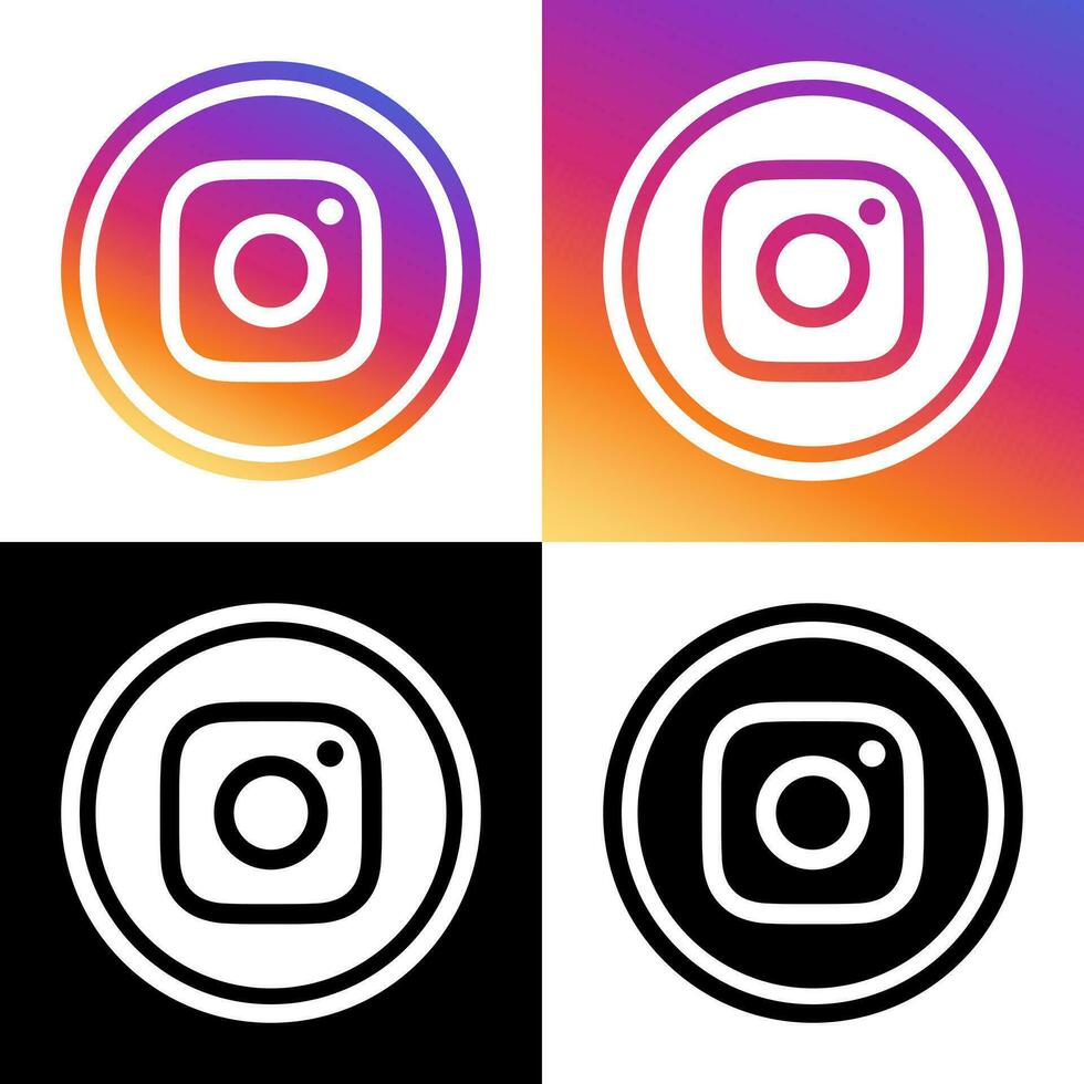 instagram logo - vecteur - ensemble collection - noir silhouette forme et original pente - isolé. instagram dernier icône pour la toile page, mobile app ou imprimer.